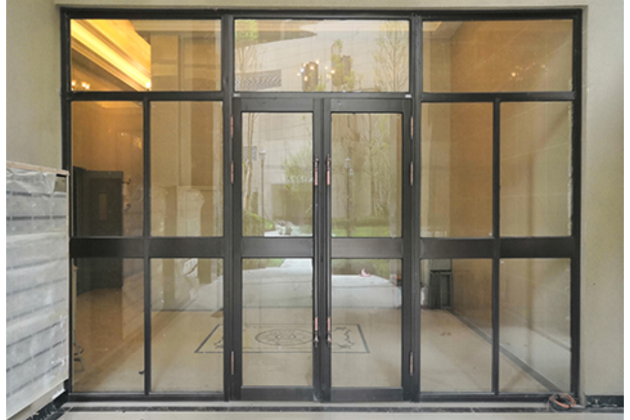 有無全玻璃防火門(圖1) 單元樓防火玻璃門.jpg